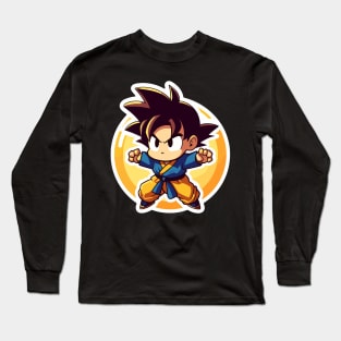 chibi Adventure: Goku and the Glowing Dragon Ball Long Sleeve T-Shirt